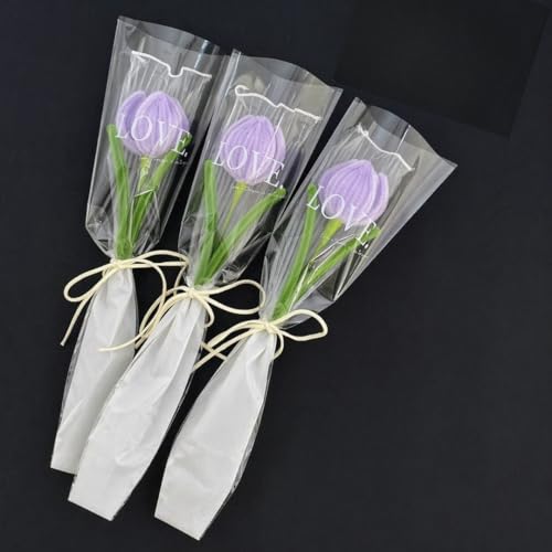 Image of SATYAM KRAFT 1 Pcs Artificial Tulip Flower Korean Style Bouquet for Him Her Girlfriend Boyfriend Wife Husband | Romantic Decor for Anniversary, Birthday, Home Decor (Purple)