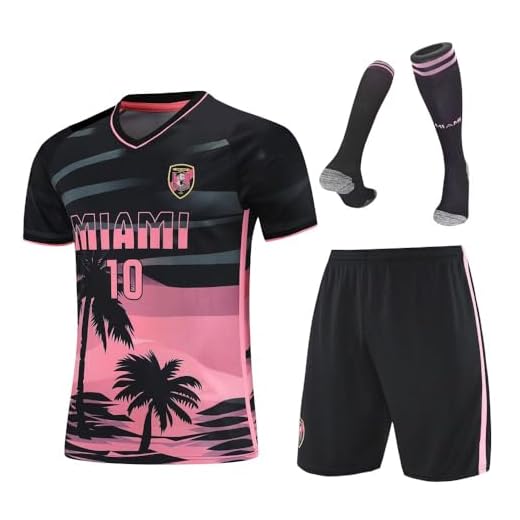 Camisa infantil de futebol para meninos, roupas de treinamento juvenil, conjunto de kit de presente com meias, Preto/rosa, 6-7 Anos