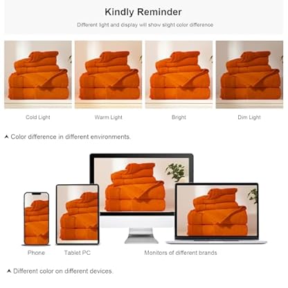 COZYART Orange Badetuch-Set, 6-teilig, 2 Badetücher, 2 Handtücher, 2 Waschlappen, luxuriöse 100 % türkische Baumwolle, 650 g/m², Hotelqualität, weich, saugfähig, Handtuch-Sets für Badezimmer – Bild 7