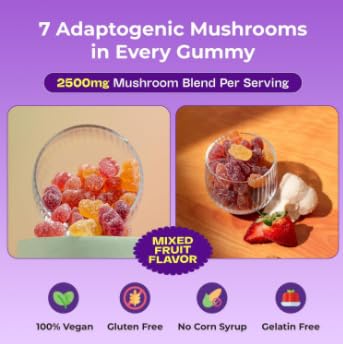 Caramelle gommose ai funghi - Il sistema immunitario, migliora la concentrazione e favorisce il rilassamento - Caramelle gommose ai funghi biologiche e a basso contenuto di carboidrati - Vegane, non O