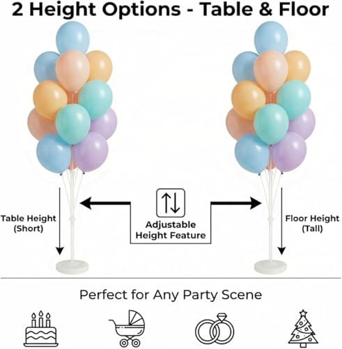 Image of Balloon Column Stand Kit with Balloons, Base and Pole, Balloon Column Kit for Floor or Table Backdrop Decoration for Party Wedding Baby Shower Birthday Graduation (Warm Color)