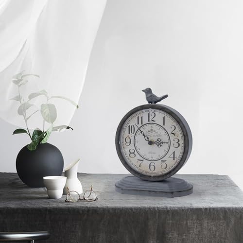 Horloge table ferme rétro blanche silencieuse pour chambre et salon - 4