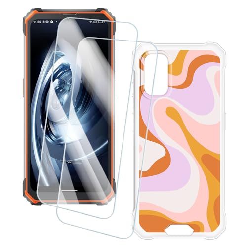 OAGELIM 2�Z�b�g �X�N���[���v���e�N�^�[ + �P�[�X Blackview BV7100 (6.58 �C���`) �Ƃ̌݊������� �A�[�e�B�X�e�B�b�N�J�X�^���v�����g�J�o�[�Ƌ����K���X�t�B���� �X�N���b�`�h�~ (����)