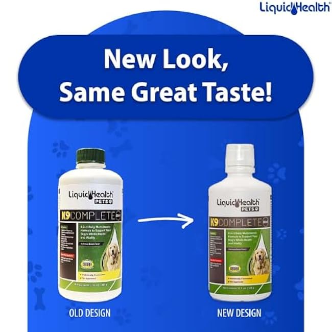 LIQUIDHEALTH Pets K9 Complete 8-in-1 Liquid Multivitamin for Adult Senior Dogs & Puppies, All in One Complete Formula Canine Vitamins for Skin & Coat, Joint Health, Immune Support - USA Made (32 oz)-iz0anRb0
