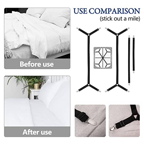 Bexicsea Bed Sheet Holder Straps,Mattress Cover Clips To Hold Sheets In Place, Adjustable Bed Bands,Elastic Grippers,Fasteners,Keepers,Suspenders Fitted For Bedding,Stays, Bedsheet Tie Downs #TOP1