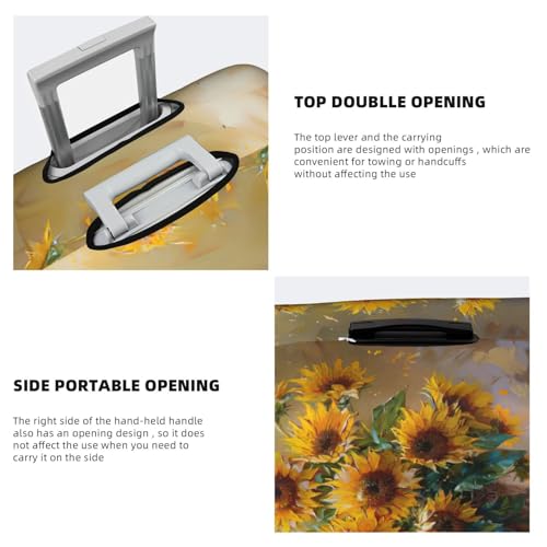 Housse de protection pour valise M 45-81 cm motif tournesol blanc