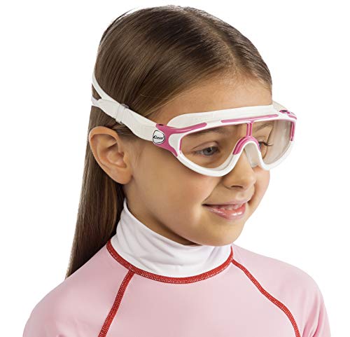 Cressi Wide View Swim Mask For Kids Aged 2, 3, 4, 5, 6, 7 Years Old | Baloo Made In Italy, Pink/White #TOP3