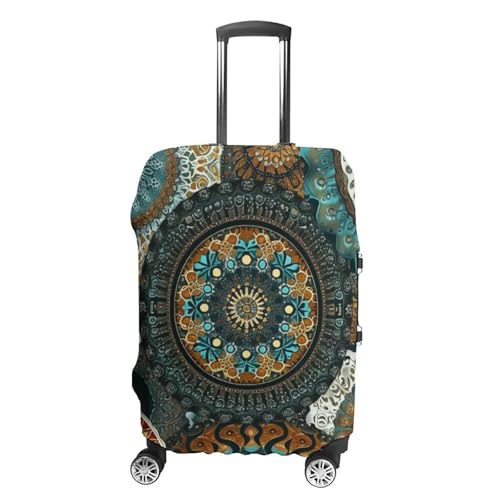 Colorful Vintage Floral Mandala Travel Suitcase Protector Luggage Cover Protective Washable Anti-scratch Baggage Cover