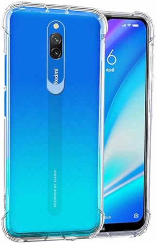 Image of BOXXO Flexible Back Cover for Mi Redmi 8A Dual | Back Cover Transparent Clear Shockproof Case Four Corner Protection | Slim Protective Mobile Phone Cover for Mi Redmi 8A Dual