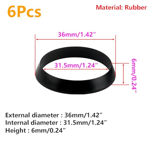 Qrity 6 PCS Cone Seal Ring, Slip Joint Washer, Rubber Washer for Drain Pipe Sink Odour Trap Siphon 32MM Waste Pipe O Ring Seal - Image 2