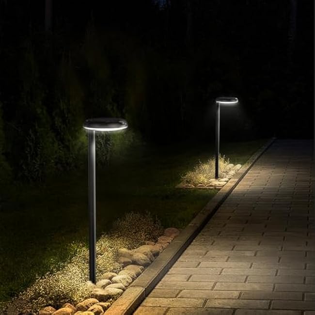 Solar Pathway Lights - Super Bright 300 Lumens with 2-in-1 Warm White & Daylight Color, Solar Path Lights for Pathway, Sidewalk, Driveway, Garden,Parterre etc,Landscape Lighting (2-Pack)