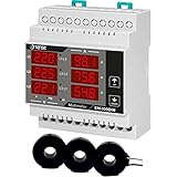 Tense Elektronik EM-100DIN Einbaumessgerät Multimeter zur Messung von Strom (1A-100A), Spannung und Frequenz in 3-Phasigen Netzwerken - DIN-Schiene Hutschiene digital