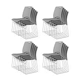 VINGLI Stacking Chairs Set of 20 Stackable Office Chairs with Metal Sled Base, Ergonomic Plastic Seat, Stacking Chairs for Waiting Room Break Room Banquet Guest, Grey