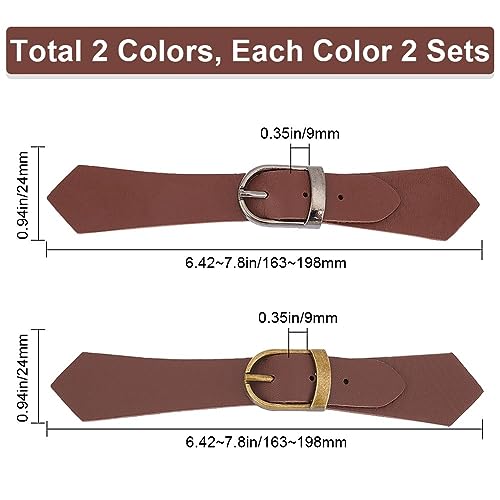 GORGECRAFT 4 Sets 2 Colors PU Leather Sew-on Toggles Tab Closures Clips Brown Snap Toggle Buttons Sew On Jacket Buckles Metal Leather Cloak Clasp Fastener Replacement for Handmade Decor DIY Craft - Image 2