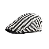 WITHMOONS Cotton Striped Ivy Newsboy Cap Cabbie Gatsby Golf Beret Hat YZ30107 (White)