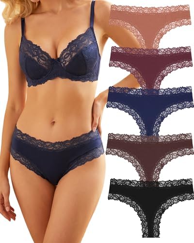 ALL OF SHE Unterhosen Damen Baumwolle Spitze Brazilian Baumwoll Unterwäsche | Hipster Panties 5er pack,Sexy Schlüpfer,Atmungsaktiv Frauen Unterhose, Ideal Für Verabredungen Und Den