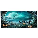 Ultimate Halloween Atmosphere: a 16x7 pies, nuestra pancarta de puerta de garaje de Halloween transforma su espacio en una escena escalofriante, dando vida al espíritu espeluznante de Halloween con sus llamativos diseños.