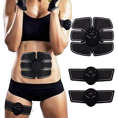 TurvFit EMS Abdominal Muscle Trainer, abs Toning Belt for men and women, arms and glute pads, Black Cover