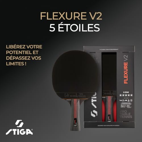 STIGA Flexure V2 Raquette de Ping-Pong, Raquette de Tennis de Table 5 étoiles, Revêtements STAR5 approuvés par l'ITTF, Prise Ergonomique - pour Les Joueurs offensifs – vue 2