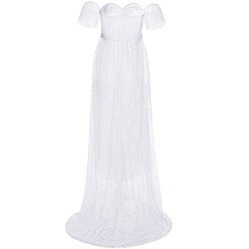 RICWINANN-Womens-Off-Shoulder-Ruffle-Sleeve-Lace-Maternity-Gown-Maxi-Photography-Dress-White-X-Large