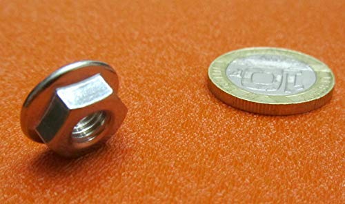 18-8 Stainless Steel Serrated Flange Lock Nuts 1/4"-28 Thread x 7/16" W x 15/64" H 50 Pcs