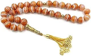 Tasbih Big Size Natural agates Orange Color Stone Islamic Product Muslim 33 Rosary Bead Ramadan Eid Gift misbaha (20mm, 33 Beads)