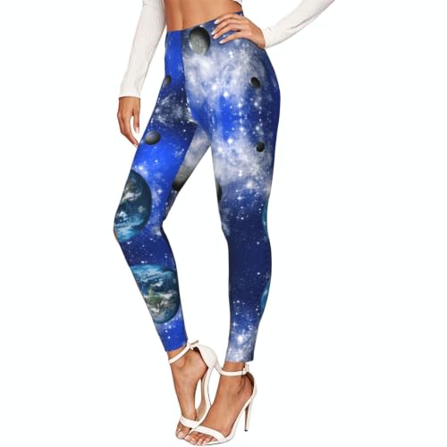 Leggings de compresión suaves mujer deporte fitness mallas elásticas estampado planetas