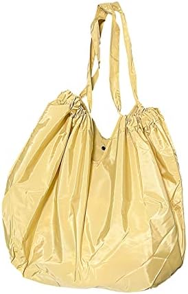 NKTDWO Portable Grocery Tote Bag for Women, Waterproof Shopping Bag for Groceries, Reusable Fashion Cloth Bag for Beach Work Sport (Yellow)