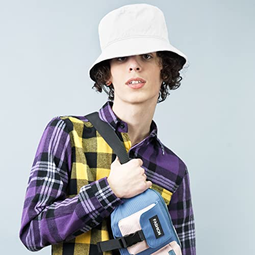 The Hat Depot 100% Cotton Long Brim & Deeper Packable Summer Travel Fashion Bucket Hat (S/M, White) #TOP1