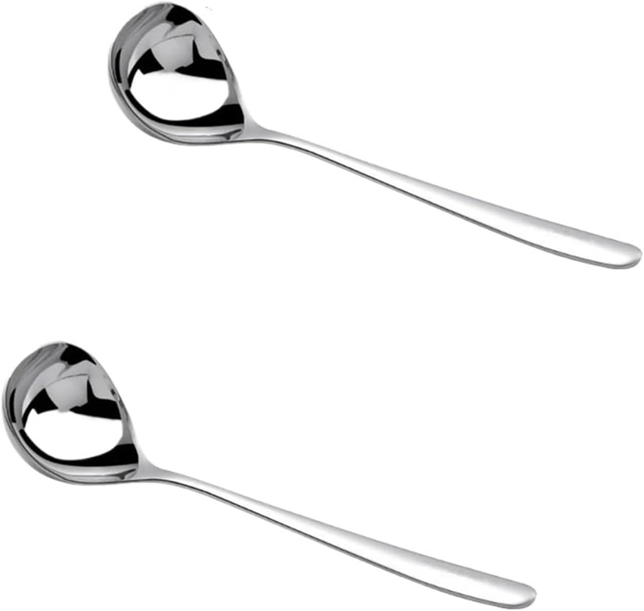 Stainless Steel Thickening Spoon Long Handle Hot Pot Soup Ladle Home Kitchen Essential Tools(2pcs S)