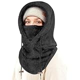 FEIKELUN Balaclava Winter Thermal Fleece Snood Balaclavas for Men Unisex Neck Warmer Snoods for Men Women Sherpa Hood Ski Mask Windproof Face Cover Hat Neck Gaiter Skiing Fishing Outdoor Sports Black - Image 1