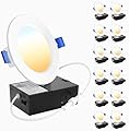 Ensenior 12 Pack 4 Inch LED Recessed Ceiling Light, Dimmable, 2700K-5000K 5CCT, 7.9W Eqv 65W, Ultra-Thin Canless Wafer Lights, 650LM High Brightness - FCC&ETL&IC