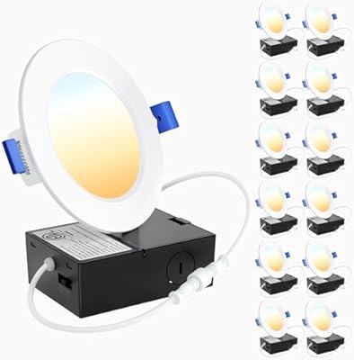Ensenior 12 Pack 4 Inch LED Recessed Ceiling Light, Dimmable, 2700K-5000K 5CCT, 7.9W Eqv 65W, Ultra-Thin Canless Wafer Lights, 650LM High Brightness - FCC&ETL&IC