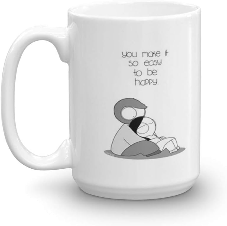 Easy To Be Happy 15 Oz White Ceramic
