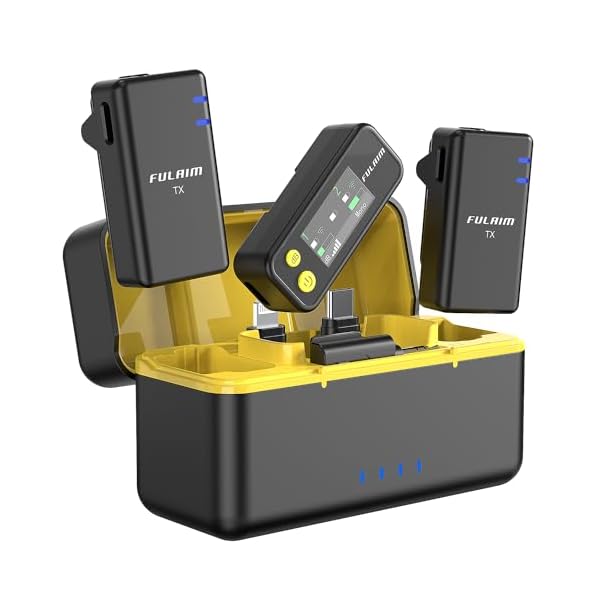 FULAIM X5M Wireless Lavalier Microphone System, Lavalier Lapel Mic with 18H Battery Life Charging Case for DSLR Cameras/iPhone/Android/Live Streaming