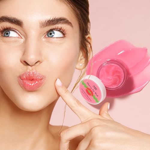 ANAiRUi Lippenbalsam und Lippenpeeling-Set, Ceramide & Wassermelone Lippenschlafmaske und Lippenpeeling Zuckerpeeling, Lippenpflege-Geschenkset für trockene, rissige und schälende Lippen