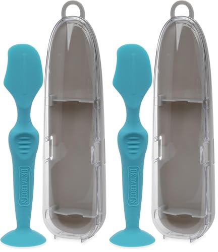 Dr. Talbot's Diaper Cream Brush for Babies - Diaper Rash Cream Applicator with Suction Base and Hygienic Case - Full Size - Aqua Blue,(Pack of 2)