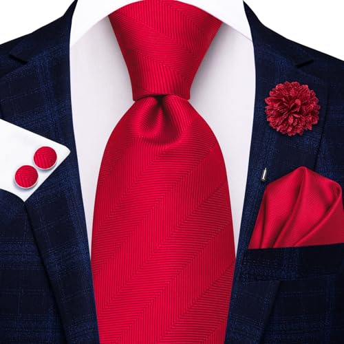 Image of Hi-Tie Mens Paisley Floral Striped Ties Set Silk Necktie and Lapel Pin for Men Pocket Square Cufflinks Set Business Wedding