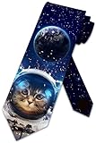 Three Rooker Space Cat Ties - Mens Funny Astronaut Cat Necktie