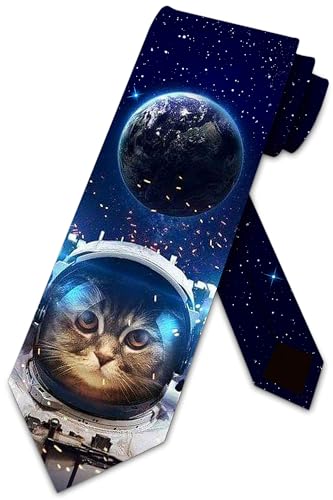 Space Cat Funny Astronaut Cat Necktie