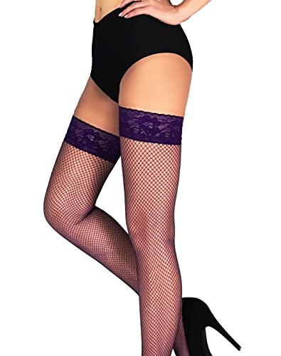 Mila Marutti Fishnet Thigh High Stockings for Women with Lace Top | Fish Net Lingerie Tights4