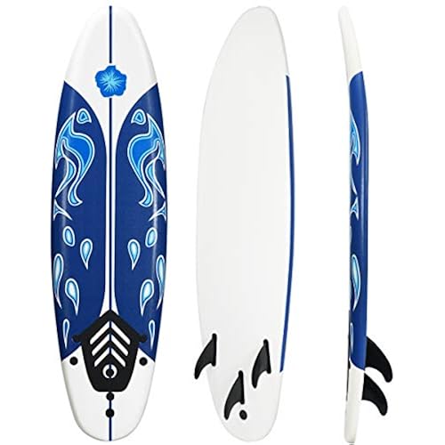Giantex 6' Surfboard Surfing Surf Beach Ocean Body Foamier Board with Removable Fins, Great Beginner Board for Kids, Youth and Children
