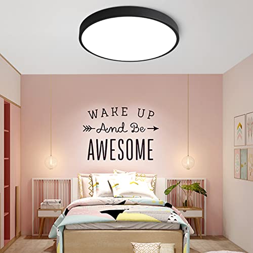 15.8In Led Flush Mount Ceiling Light, Round 30W (200W Equi.) Modern Kitchen Ceiling Lamp 2400Lm, 5000K Daylight Flat Led Ceiling Light Black For Hallway, Stairwells, Bedrooms, Not-Dimmable, 2 Pack #TOP5