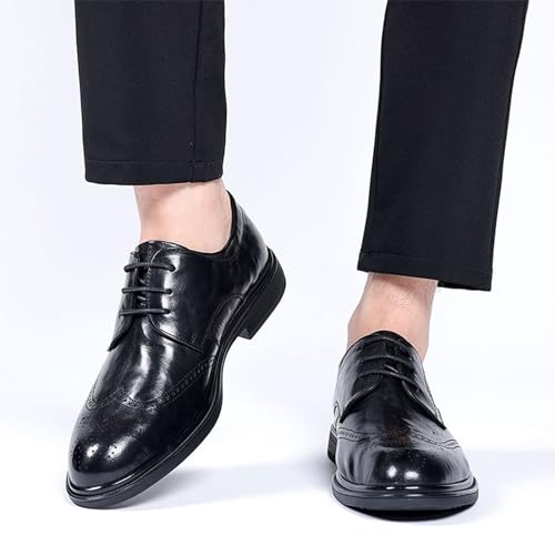 Leather Male Dress Shoes Lace-Up Comfortable Non-Slip Dress Sneakers Formal Business Casual Oxford Trendy Plaid Upper Tuxedo Shoes for Men2