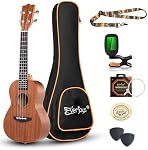 Everjoys Concert Ukulele 23 inch Mahogany Ukelele Beginner Kit w/Free Online Lesson Case Strap Tuner Picks, Fast to Learn