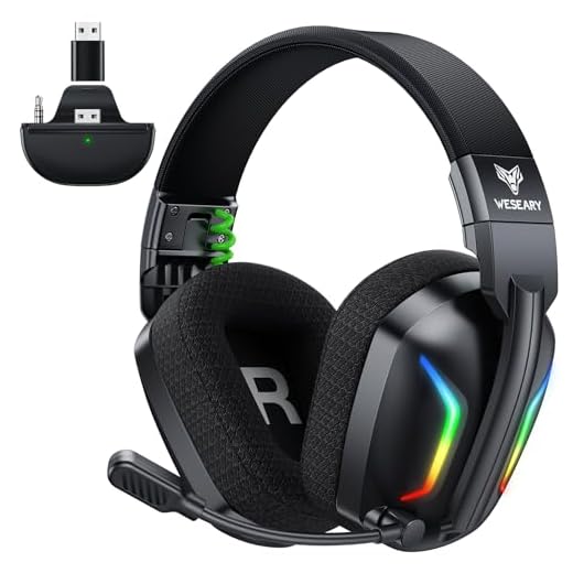 WESEARY WG1 Wireless Gaming Headset für Xbox Series X/S, Xbox One, PC, PS5, PS4, Switch, Mac, 2,4GHz Wireless & Bluetooth Headset mit Mikrofon, Low Latency, Noise Cancelling, LED Light, 50h Akku