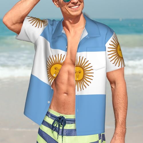 Chemise hawaïenne drapeau argentin homme avec short d'été décontracté - 7