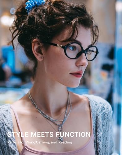 Image of Slocyclub Oval Blue Light Blocking Glasses for Women Men Retro Eyeglasses | Filters harmful blue light, reduces eye strain, Vintage oval frame, Lightweight for daily wear