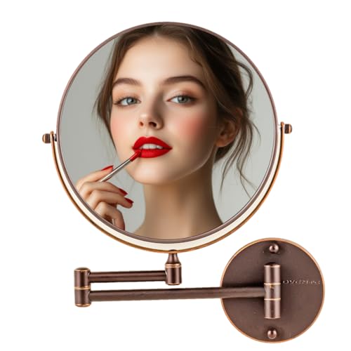 OVENTE 9" Wall Mounted Makeup Mirror, Antique Bronze MNLFW90ABZ1X10X