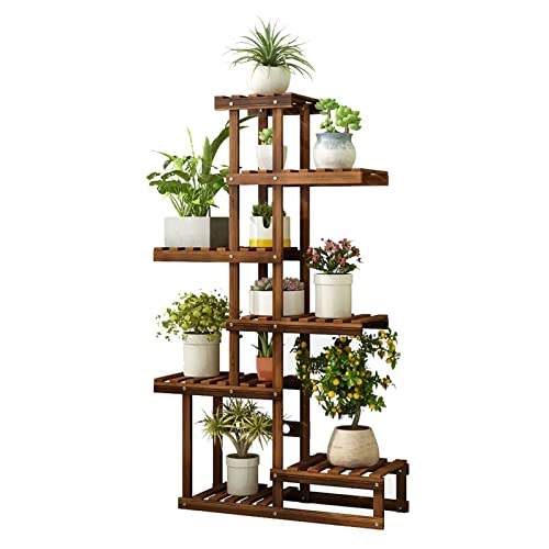 Scaffale a scala per piante in legno per interni ed esterni, elegante espositore per vasi di fiori, scaffale a più livelli, perfetto per decorare la casa e il giardino e soluzione salvaspazio.